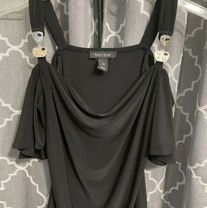 White House Black Market extra small black blouse cold shoulder